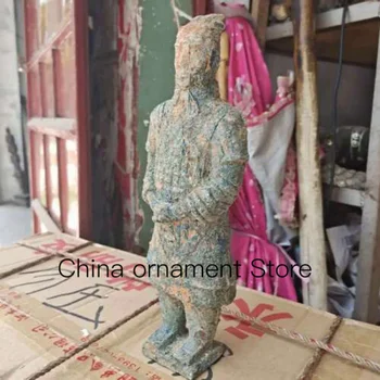 10 Collu Antīko Statuju Terra Cotta Karavīrs, Bronzas Patina Statuja Dinastija