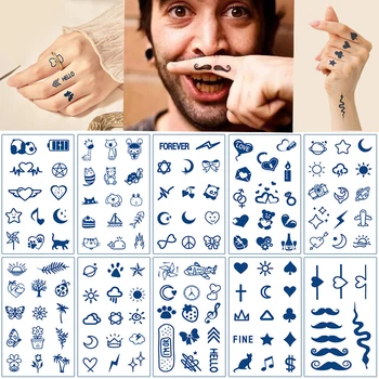 10 Loksnes Ūdensizturīgs Sula Tiny Tetovējums Spalvu Sievietes Ķermeņa Roku Mākslas, Zīmēšanas Pagaidu Tetovējumu Uzlīmes, Vīriešu Pirkstu Vārdiem Tatto Sejas