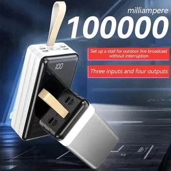100000mAh Power Bank 4 USB Super Ātri Chargr PowerBank Portatīvā Lādētājs Digitālo Displeju Ārējo Akumulatoru, IPhone, Samsung