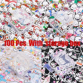 100gab Sanrio Sveiki Kittys Kuromi Cinnamoroll Uzlīmes Cute Karikatūra Dienasgrāmata Datoru, Auto, Kancelejas preces, Rotaļlietas, Uzlīmes Bērniem Dāvanas