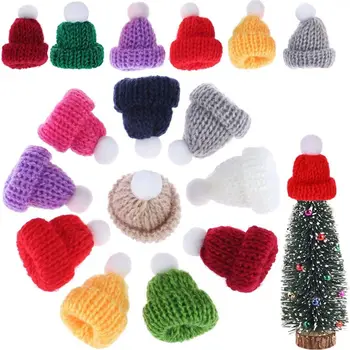 10pcs Mini Adīšanas Cepures Ziemassvētku Mini Adīšanas Leļļu Cepures, Mini Vilnas Cepuri Ziemassvētku Rotājumi DIY šūšanas Amatniecības Materiāliem
