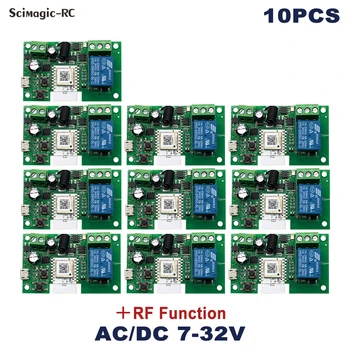 10PCS Tuya Zigbee Smart Switch RF Kontrole, 7-32V 85-250V 1CH Smart Home Breaker Sensors Saprātīga Moduli, Releju, Bez Čaulas