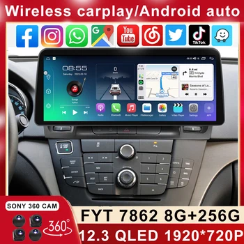 12.3 collu Android 13 Ekrānā Buick Regal Opel Insignia 2009. - 2013. Gadam Automašīnas Stereo Multivides Video Atskaņotājs Galvas Vienības Carplay Auto SWC