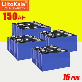 16PCS LiitoKala LiFePO4 3.2 V 150AH Grade A+ Litija jonu Akumulators power bank Saules paneļu Glabāšanas Sistēma uzlādējams
