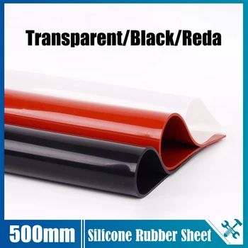 1gb 0.1 mm - 6mm Caurspīdīgs/Black/Red Silikona Gumijas Loksnes, Plāksnes 500mm Augsta Temp