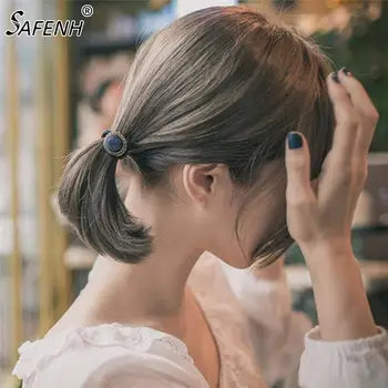 1Pc Auduma matu aksesuāri sievietēm korejas Elastīgās Matu Gumijas Gredzenu joslā Pogu, vienkāršu temperaments sieviešu Matu virvi