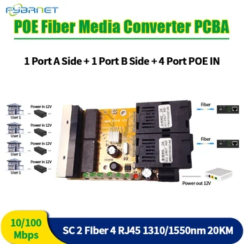 2/10Pcs Switch Reverse POE MINI 2Fiber 4RJ45 Šķiedru Optiskie Media Converter PCBA Fiber Optisko Port UTP 10/100M PCBA Valde