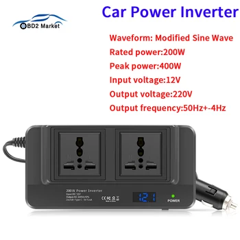 200W Car Inverter LCD Displejs DC 12V uz AC 220V Adapteris Lādētāja Ligzda Auto Strāvas Pārveidotājs USB Mobilo Telefonu Ātrās Uzlādes PD2.0