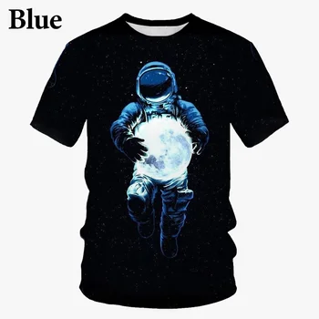 2022 Kosmosa Astronautu Dizains Vasaras Vīriešu/sieviešu Jaunu Apaļu Kakla Īsām Piedurknēm 3D Druka, T-krekls, Pāris T-krekls XS-5XL