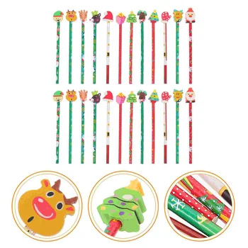 24 Gab Ziemassvētku Gumijas Bērniem Dāvanu Krāsaini Zīmuļi Kancelejas Piederumi Skolu Audzēkņu Koka Elementiem Pildspalvas
