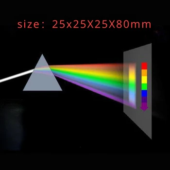 25X25X80mm Trijstūra Prizmu BK7 Optiskās Prizmas Stikla Fizikas Mācību Refracted Gaismas Spektra Varavīksnes Bērniem, Studentiem Klāt