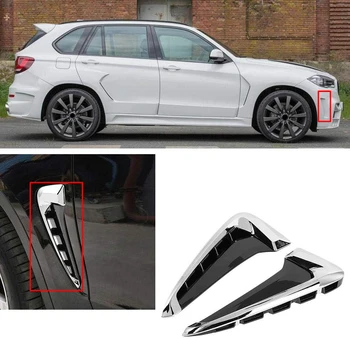 2gab/Set White ABS Chrome Auto Sānu Spārnu Gaisa Plūsma Spārna, Režģi, Ieplūdes Ventilācijas Apdare BMW X5 F15 2014-2018 Stils fasonēti izstrādājumi
