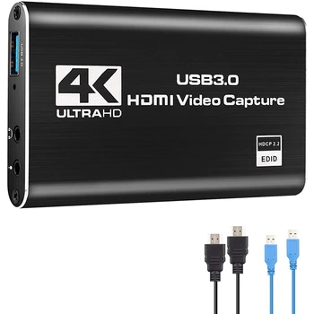 2X Audio, Video Capture Karte, 4K USB 3.0 Satveršanas Adapteri Video Pārveidotājs Spēļu Tiešraides Broadcast Video