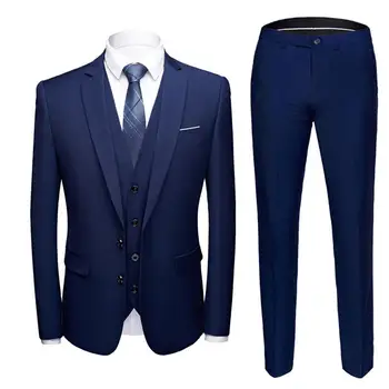 3 Gabali Formālu Uzvalku Kabatām Biznesa Žakete Žakete Slim Fit Formālu Uzvalku Atdala Taisnas Bikses, Uzvalks, Kāzu Tērpu Komplekts