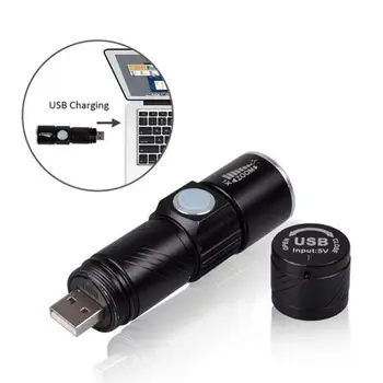 3 Režīmā Tālummaiņa Fokusa Jaunu USB LED Lukturīti Uzlādējams Gaismas Lanterna XPE LED USB Lampa Ērts Flash Gaismas
