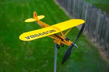 3D Piper J3 Cub Vēja Ripu Plaknes Metāla Lidmašīnas Laika Lāpstiņu Āra Jumtu no Vēja Virziena Rādītājs WeatherVane Dārza Dekori
