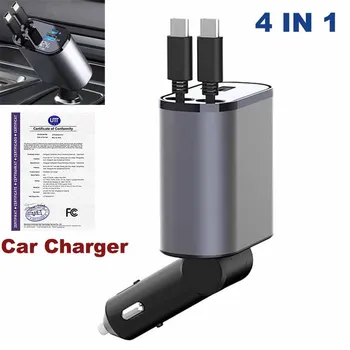 4 1 100W Cigāru Šķiltavas Plug Fast Charger Maksas Bagāžnieka Auto USB Ligzdas Tips C Cigarešu Lit Kabeļa Ligzdu IPhone Adapteris