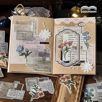 40pcs Vintage Ziedu Uzlīmes, Iepakojums Scrapbooking Piegādēm Dienasgrāmata Plānotājs Kolāža Dekoratīvās Kuģiem, Kancelejas preces, Uzlīmes