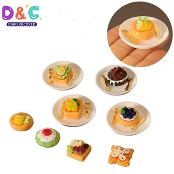 4gab /Set 1:6 1:12 leļļu Namiņš Miniatūras Kūka Ēdieniem noteikt Namiņš Imitētu Deserts Virtuves Piederumi Mazulis Izlikties, Spēlēt Rotaļlietas