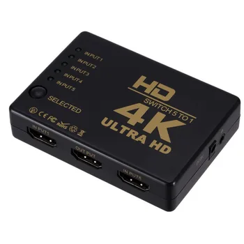 5 Ostā, 5x1 HDMI-Saderīgam Ieslēdziet HDMI-saderīgam 4K * 2K 5 in1 HDMI Komutatoru ar Tālvadības Infrasarkano staru Uztvērējs