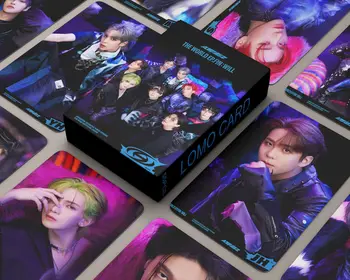 55Pcs Kpop ATEEZ Photocards Jaunā Albuma PASAULES EP.FIN : BŪS Lomo Kartes HD Iespiestas Foto Pastkarti Hongjoong Jongho Faniem Dāvanu