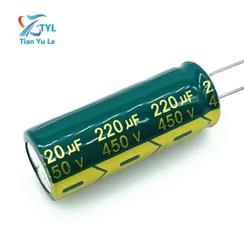 5gab/daudz 450v 220UF augstas frekvences zema pretestība 450v220UF alumīnija elektrolītisko kondensatoru izmērs 18*45MM 20%
