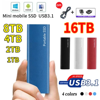 64TB Portatīvo SSD Cieto Disku, USB 3.0 Ārējo Cieto Disku, ātrgaitas 8TB 4TB 2TB Mobilo Glabāšanas Ierīce Klēpjdatoru Notebook Ps4