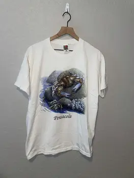 90. gadu Vintage Pensacola Balti Krabji, Krabju Dzīvnieku Dabu Krekls Tee 1990. VTG L Lielu garas piedurknes