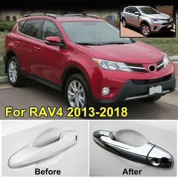 ABS Chrome Durvju Roktura Vāciņš Melns Klp Nozvejas Molding Rotāt Pārklājums Aizsargs Toyota RAV4 2013-2018 Auto Stils