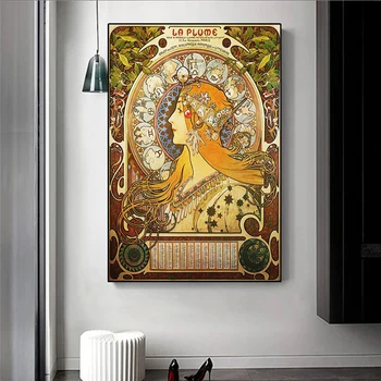 Alphonse Mucha Audekls Mākslas Plakāti un Izdrukas., Mākslas Vintage Sieviete Audekla, Gleznas pie Sienas, Mākslas Attēlus Dzīvojamā Istaba