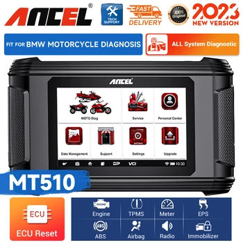 ANCEL MT510 OBD2 Motociklu Diagnostikas Rīkus Visas Sistēmas Kodu Lasītājs ABS Asiņot ECU TPS Oil Reset Moto Skeneris, der BMW/Harley