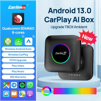 Android13 Carlinkit Carplay Android Tv Box LED Bezvadu Carplay un Android Auto SDM660 8-Core 4G LTE Tv Kastē Par Youtube, Netflix