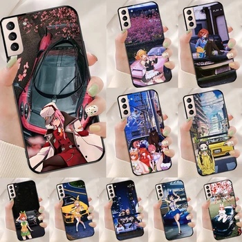 Anime Karstā Meitene JDM Sporta Auto Drifta Tālrunis Case For Samsung Galaxy S20 S21 FE S8 S9 S10, Ņemiet vērā, 10 Plus Piezīme 20 S22 S23 Ultra Vāciņu