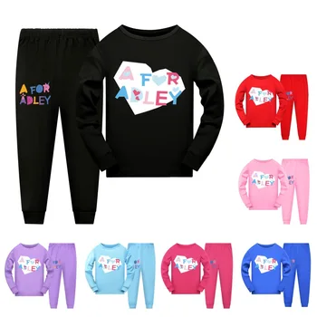 Anime PAR ADLEY Drēbes Bērniem Karikatūra Bērnu Pidžamas Meitenēm ar garām Piedurknēm T Krekls Top Bikses 2gab Komplekti Pusaugu Zēnu Casaul Sleepwear