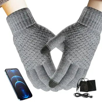 Apsildāmi Dūraiņi Sievietēm Samta USB Apkures Pirkstaiņi Touchscreen Ziemas Rokās Silti Cimdi Vīriešiem Vīriešiem Sievietēm Sievietēm