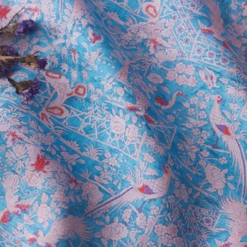 Augstas kvalitātes rāmijas tissu Simti Jaunu Putnu Attēlu Drukāšana auduma Retro stila materiāla viengabala kleita kleitas raibs audums