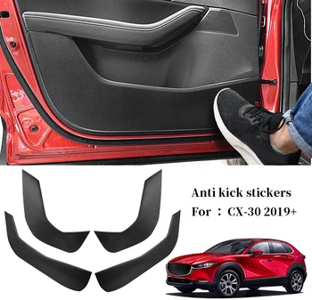 Auto Oglekļa Šķiedras Durvju Anti-Kick Pad Sānu Malu Aizsardzības Paklāja Segumu Mazda CX-30 2019 2020