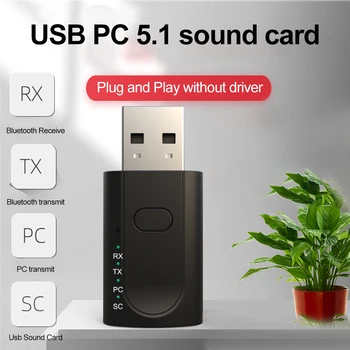 Auto USB Bezvadu Bluetooth 5.1 Aux 3.5 mm Audio Adapteri PC Uztvērējs, Raidītājs, kas Savienots Ar Ārējo Skaņas Karti, Roku Bezmaksas Zvanu