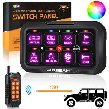 AUXBEAM 8 Bandas LED Slēdzi Paneļa RGB Auto Lukturi Elektronisko On-Off Kontroles Releji Sistēma ar Tālvadības pulti RA84 Automašīnām, Laivām