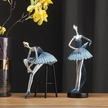 Baleta Miniatūras Figūriņas Abstraktās Mākslas Dejotāja Meitene Rotājumu Statuja Balerīna Sveķu Skulptūru Modeli, Mājas Birojam Dekors Kuģiem