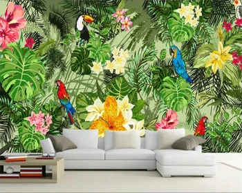 beibehang Pielāgotas 3d tapetes roku sagatavots papagailis tropu rainforest tropu augu cartoon TV fona sienas papīri mājas dekoru