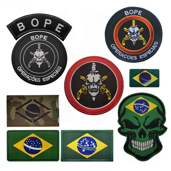 Brazīlijas Karogu, Izšūti Plāksteri BOPE Īpašo Spēku Plāksteris Militārās Taktikas garuma turētāji Chevron Hook&loop Nozīmītes Mugursoma Helme