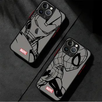 Brīnums Ironman Zirnekļcilvēka Tālrunis Lietā par iPhone 14 15 Plus 11 Pro XS X 12 Mini 8 7 6S 13 Pro Max SE XR Silikona Vāciņu Atpakaļ Matēts
