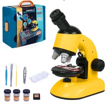 Bērnu Bioloģisko Mikroskopu Komplekts Lab LED 1200X Mājas, Skolas, Zinātnes, Izglītības Rotaļlieta, Ziemassvētku Dāvanas Bērniem