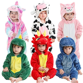 Bērnu Kombinezonus Ziemas Ziemassvētku Tērpu Meitene, Zēns Toddler Apģērbu Bērniem Kopējais Dzīvnieku Tīģeris, Lauva Dinozauru Kapuci Bērnu Sleepwear