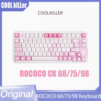 Coolkiller Rokoko CK 68/75/98 Mehāniskā Tastatūra 2.4 G Bluetooth Bezvadu Tastatūra Karstā Plug Meitenes Spēli Rozā Pielāgot Tastatūru