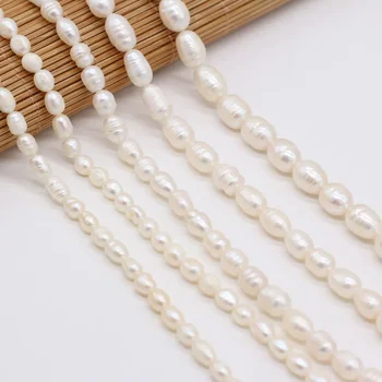 Dabiskā Saldūdens Pērļu Krelles Kvalitātes Rīsu Forma, 100% īstas Pērles Pērļu Rotaslietas Pieņemšanas DIY Sieviešu Aproce, Kaklarota, Auskari
