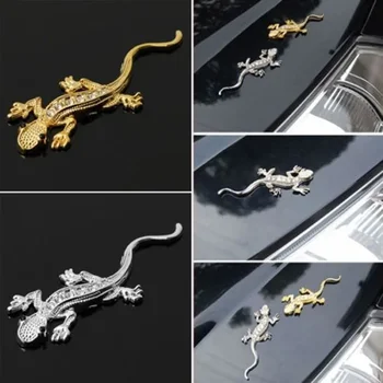 Daudz 10pcs 3D Gecko, Dekoratīvie Metāla Stabilu Māja Ķirzaka Auto Auto Stereo Dimanta Žetona Emblēma Decal Uzlīmes ar mazumtirdzniecības iepakojumā