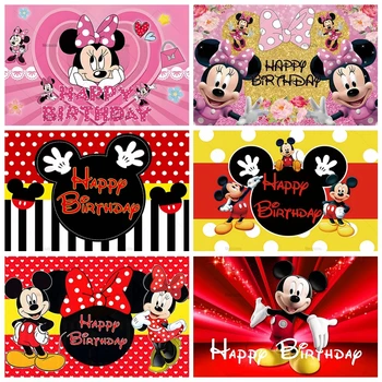 Disney Minnie Un Mickey Baby Dušas 1. Dzimšanas dienu Fonā Fotogrāfijas Fons Puse Dekori Portreta Foto, Foto Studija