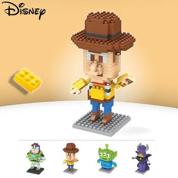 Disney Rotaļlietu Stāsts DIY Celtniecības Bloki Šerifa Koksnes Buzz Lightyear Svešzemju Dimanta Ķieģeļi Montessori Krāsu, Formu Agrīnās Mācīšanās Atbalsts